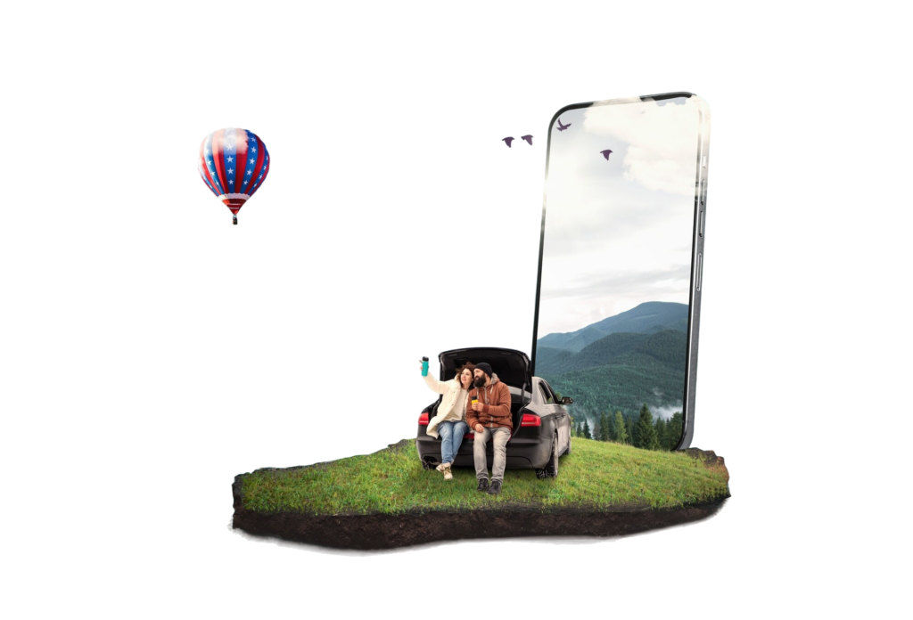 mobile phone screen frame travel collage